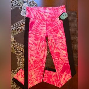 NWT LulaRoe Rise Workout Leggings Tights Hot Pink & Black